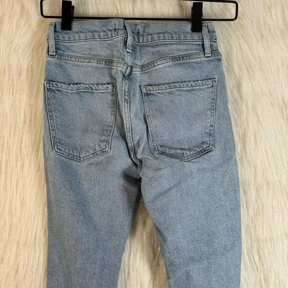 AGOLDE Womens Mid Rise Skinny Ankle Distressed Sophie Cotton Blend Light Wash 23 - Picture 5 of 9